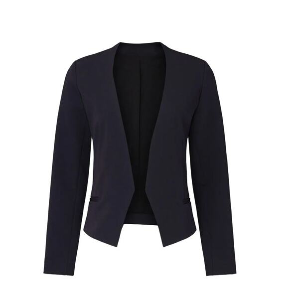 Slate & Willow Classic Collarless‎ Blazer Navy - Picture 2 of 7